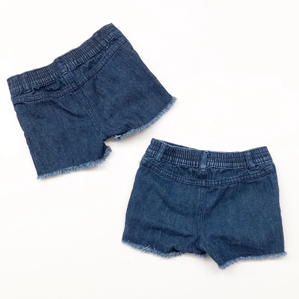 Star toddler girls red/white/blue hearts & stars denim shorts set - 4th of July